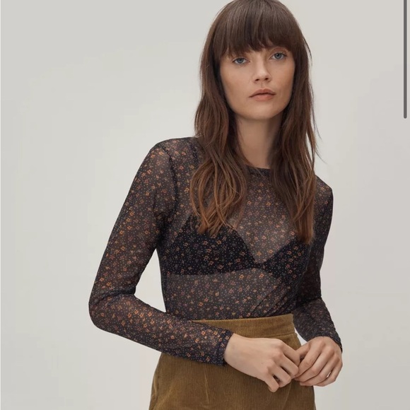 Black Floral Mesh Bodysuit (Sheer) Size M - Picture 2 of 11